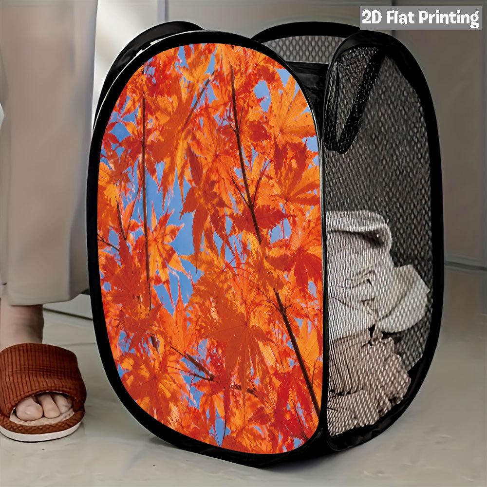 1Pcs Autumn Sunflower Pumpkin Series 6 Pop-Up Laundry Hamper Expandable Mesh Hamper Basket for Room Bedroom Bathroom Organization Contemporary Storage