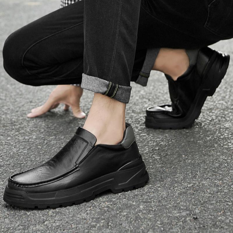 Fashion Luxury Brand Fashion Loafers Men Slip-on Genuine Leather Dress Flats Business Leather Shoes Flat Shoes Breathable Casual Shoes