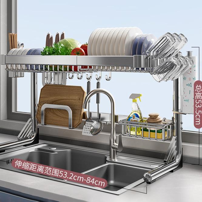 Portaoggetti da Cucina in Acciaio Inossidabile Portaposate Porta Lavello Tagliere da Banco Scolapiatti per Utensili Organizzatore da Cucina