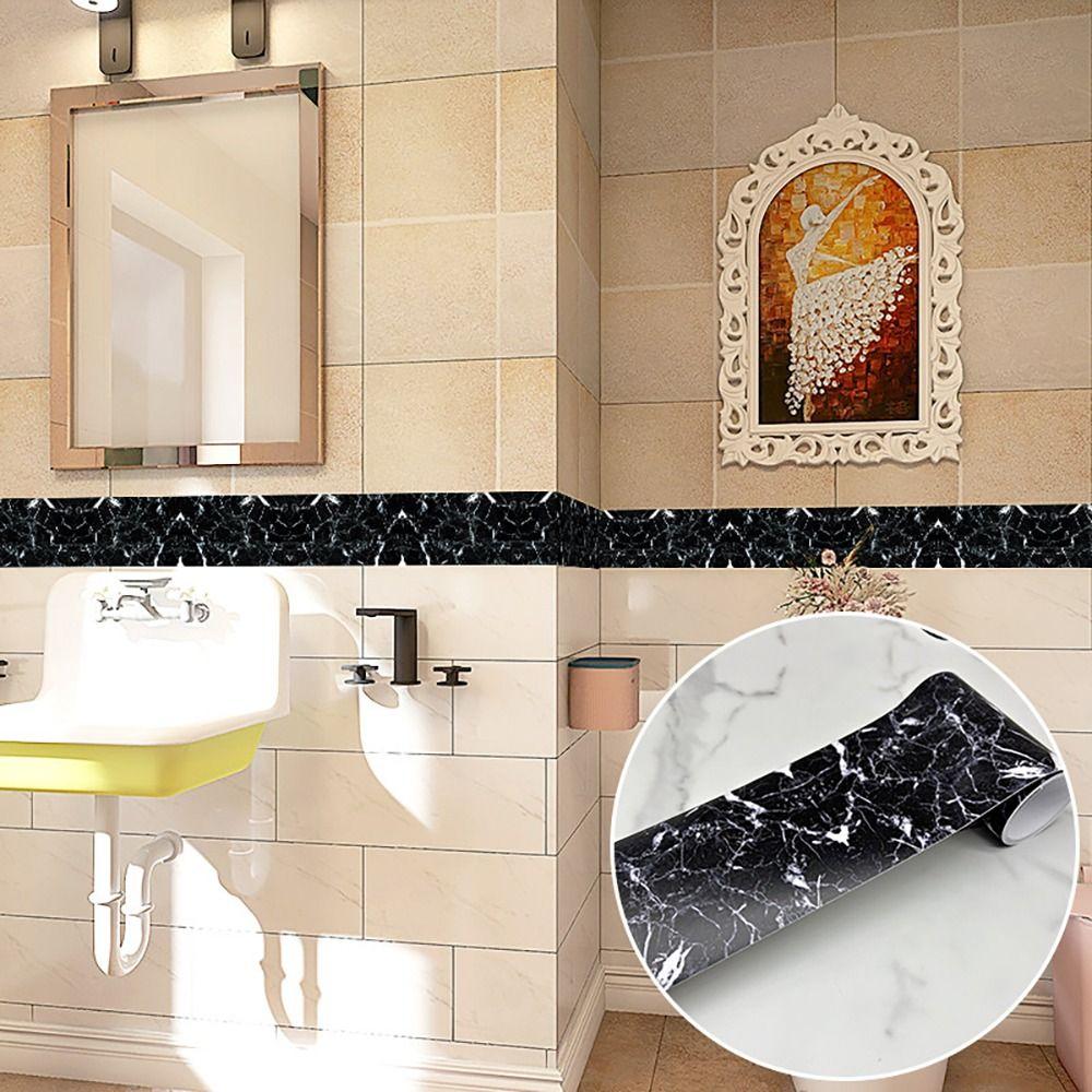 Self Adhesive Skirting Line Waterproof Borders Trim Line Decorative Wallpaper Waist Line  Bathroom