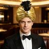 Halloween Party Costume Accessory Unisex Arab India Turban Hat, Golden Sultan Hat with Gem And Stage Drama Performance Prop Feather, Novelty