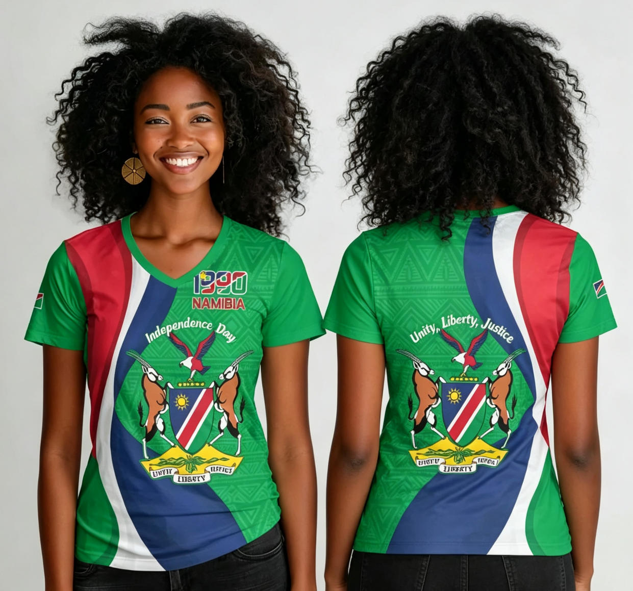 Namibian Printed Women s V-Neck Top, Fashionable and Simple Style, New Summer Women s T-Shirt, Casual Top S