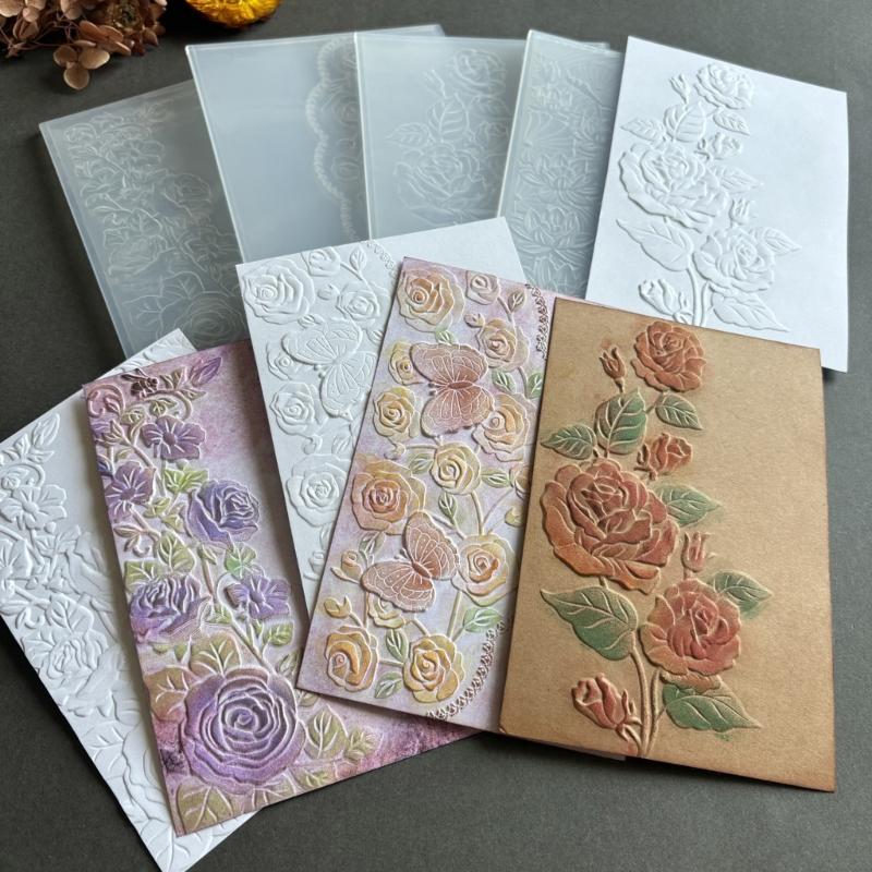 Flower Texture Embossing Template for Scrapbooking Card Making ABS Plastic Embossing Folder for Journals Envelopes