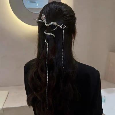Vintage  Diamond Snake Shape Fringe Hairpin Disk Hairstick Hair Chopsticks For Women Punk Jewelry Accessories Gift
