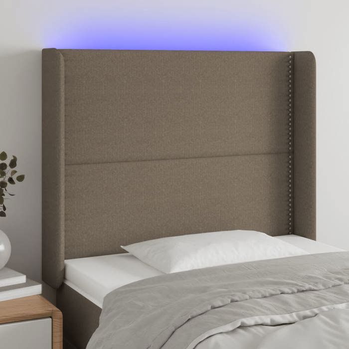 VidaXL Tête de Lit à LED Meuble de Chambre à Coucher Accessoire de Lit Simple Tête de Cadre de Lit Intérieur Taupe 3123894