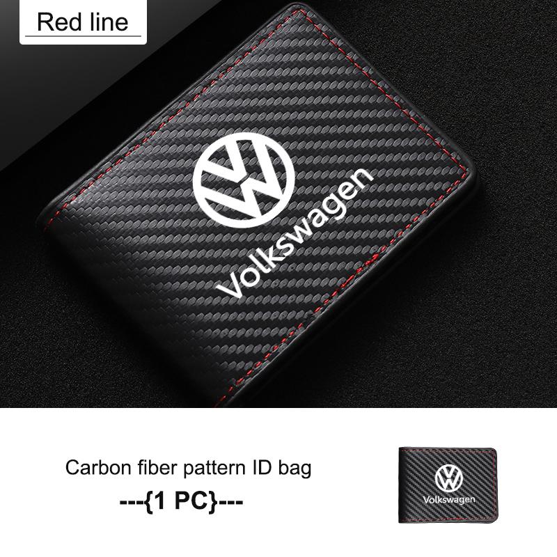 RUN1 For Volkswagen VW Carbon Fiber Car Men's Card Bag Storage With Multiple Cards Polo Jetta Sagitar Magotan Passat B5 B6 B7 CC
