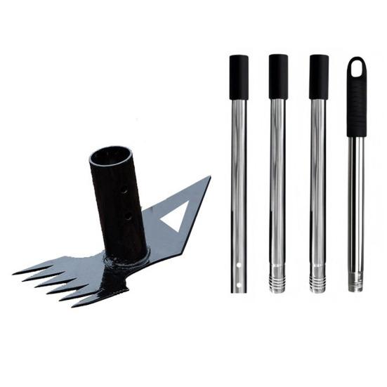 2-in-1 Unkrautrechen Langer Griff Unkrautzieher Aufstehendes Unkrautwerkzeug Robuster Handrechen Gartenhacke Manuelles Unkrautvernichtungswerkzeug für Rasen Garten Terrasse