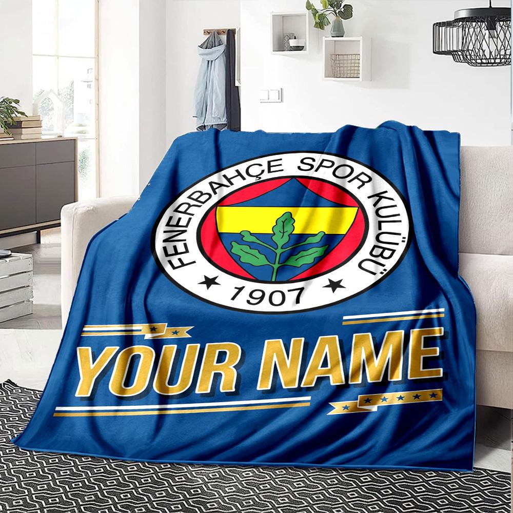 1pc Fenerbahçe Spor Kulübü Blanket with Custom Name, Gift, for Men and Women, Soft Blanket, Good for Sofa Bed Couch Travel, Lightweight Flannel Blanke
