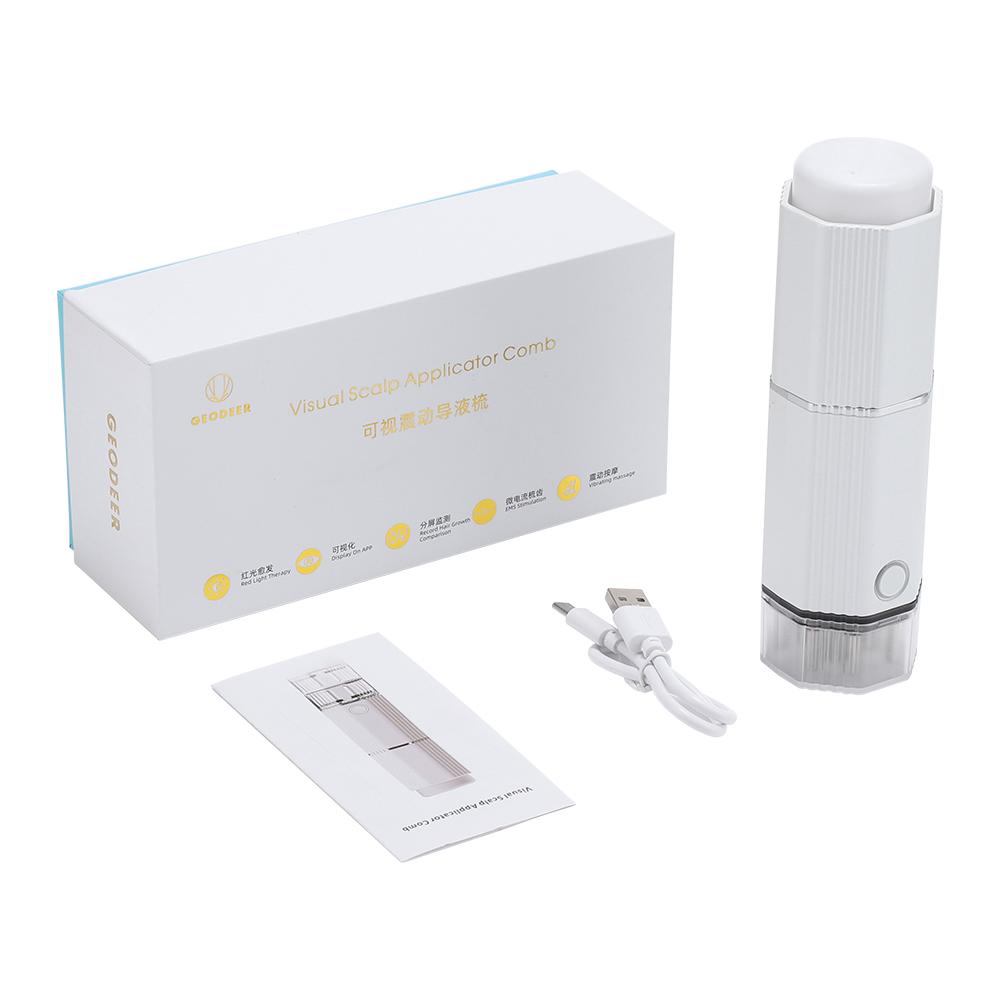 

Электрический визуальный аппликатор для волос Массажер для кожи головы Лечебный аппликатор для роста Массаж головы Расслабление Рост волос Уход за кожей головы белый