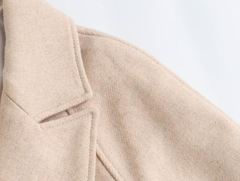 European and American style, new women's clothing, versatile, fashionable with belt woolen coat 2052142