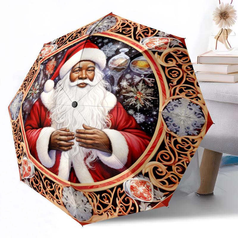 Christmas Automatic Umbrella with 8-Rib Sturdy Construction All-Season Umbrella for Travel Elegant Women's Umbrella