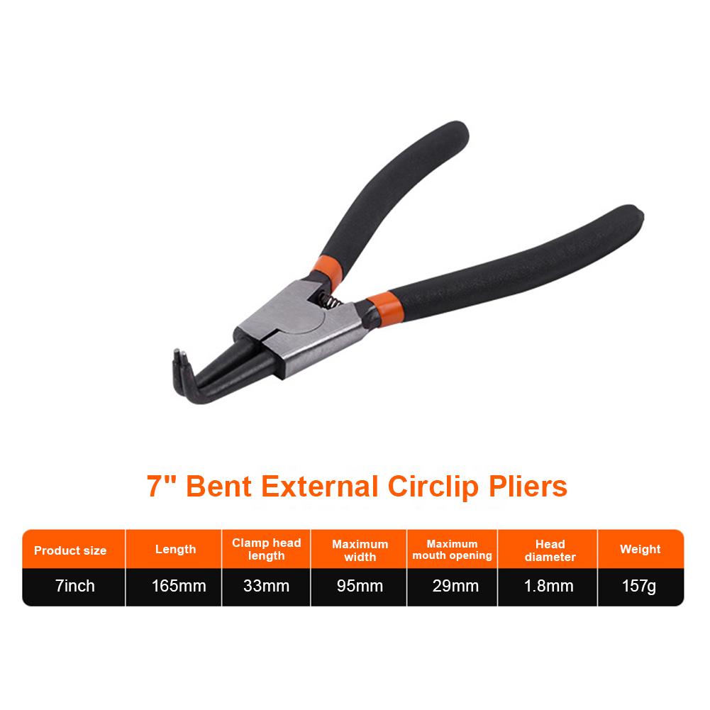 

Четыре 7-дюймовых внутренних/внешних зажимных кольцевых клеща в комплекте, прямой/изогнутый захват, сверхпрочные прецизионные подпружиненные клещи для снятия колец