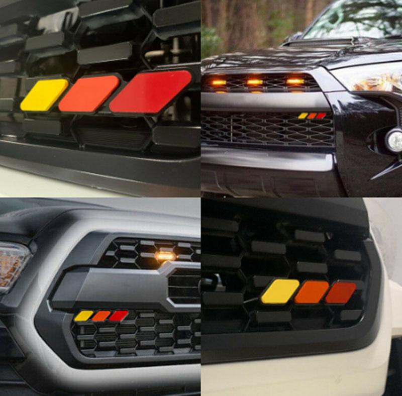 3 Colors Grille Badge Car Three-color National Flag Grille Emblem Mesh Slotted Grill Auto Badge Accessories