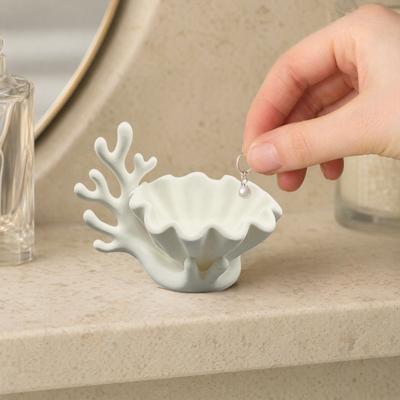 3D Printed Shell Shape Jewelry Dish Tray  Ocean Wave Organizer with Grooved Design