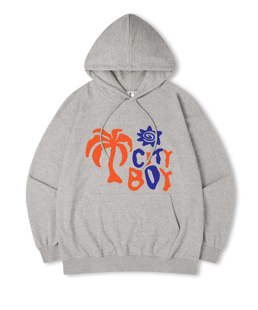 City Boy Oversized Fleece-Lined Printed Hooded Sweatshirt