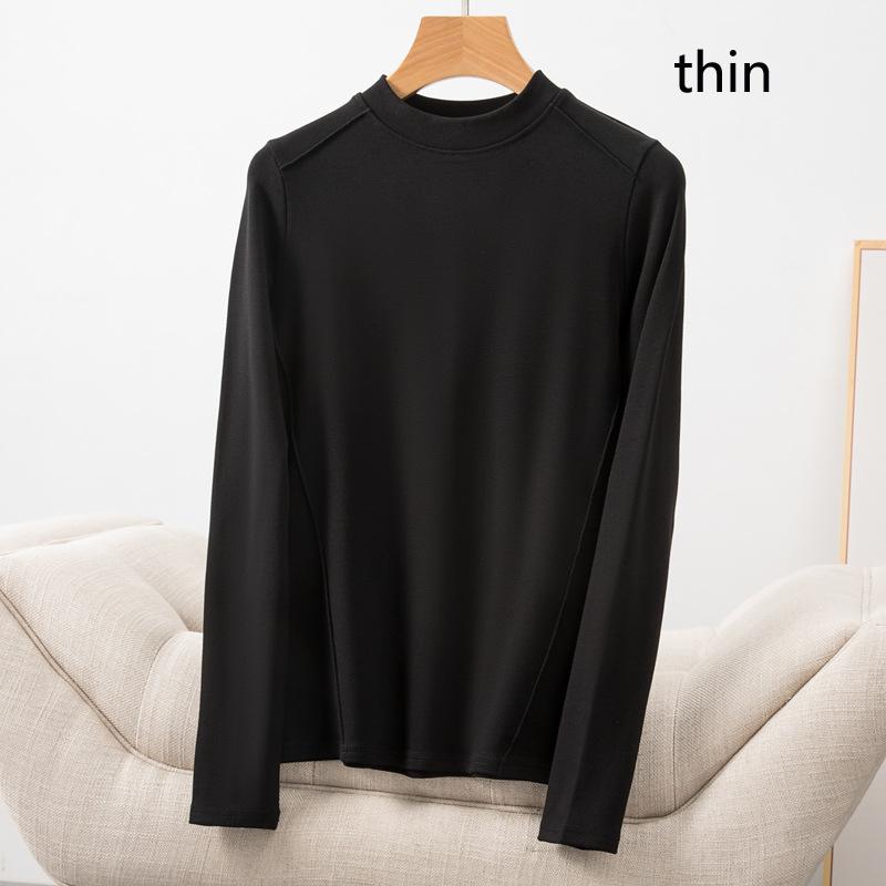 Long Sleeve Female Cold Basic Warm Shirt Autumn and Winter Bottoming Shirt Grinding Hair Herringbone Line Heating Inner Take Outside Wearing Tops