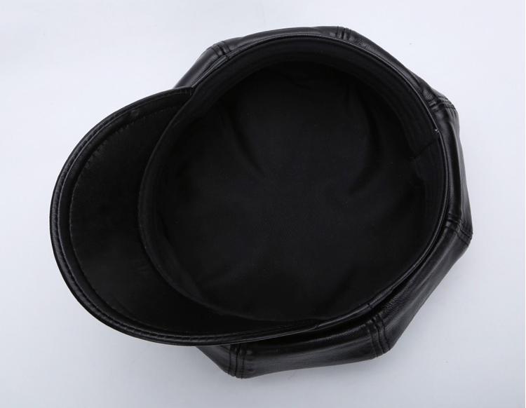Genuine Leather Beret Hat Winter Spring Hats For Women Painter Newsboy Cap Vintage Beret Female Black Boinas England Style Hat