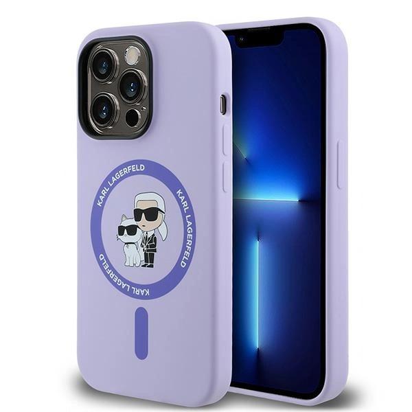 Karl Lagerfeld Klhmp14Lscmkcrhu Iphone14 Pro 6.1 Fioletowy/Purple Hardcase Silicone Karl&Choupette Heads Ring Magsafe