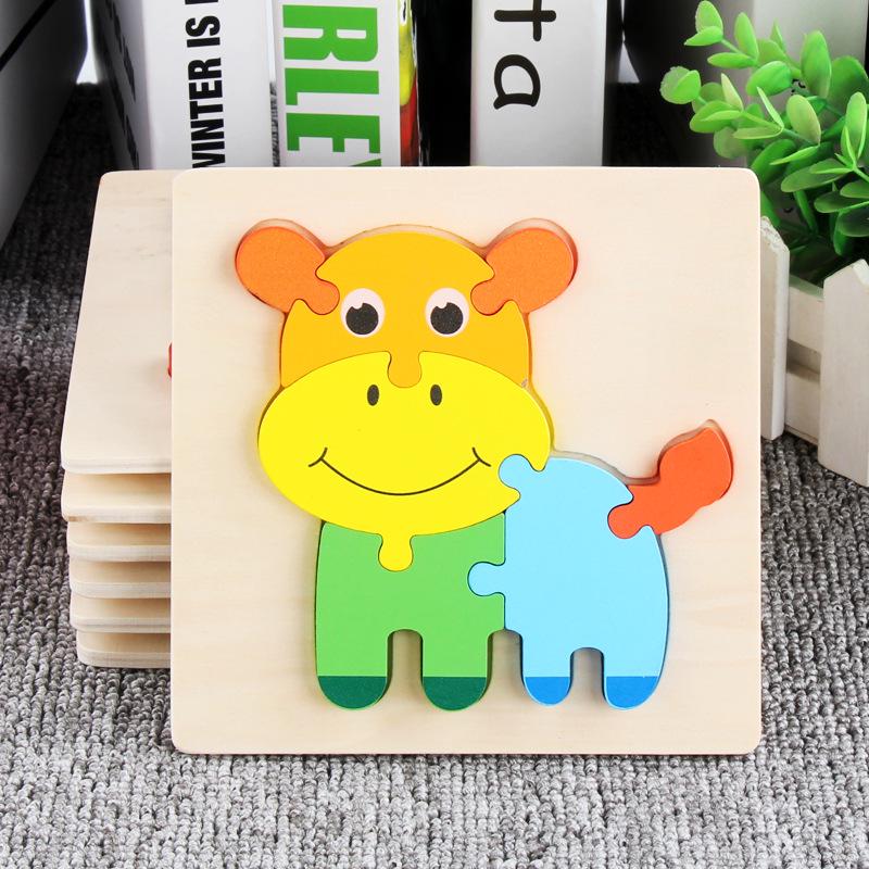 Children's 3D Wooden Animal Puzzle - Educational Building Blocks for Early Learning
