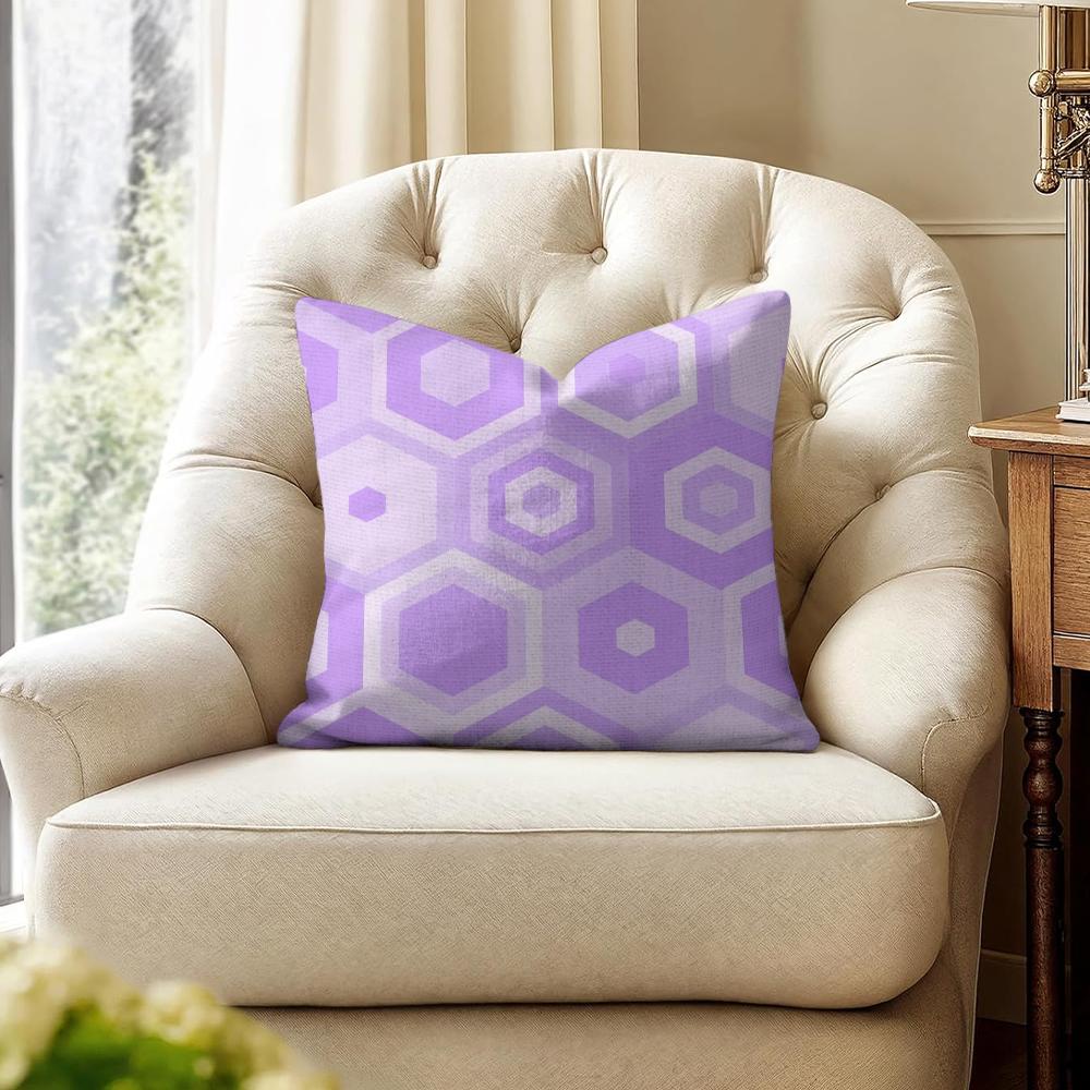 Purple Geometric Art Cushion Cover Natural Linen Organic Fabric DoubleSided Printing Couch Pillow Covers Home Decor