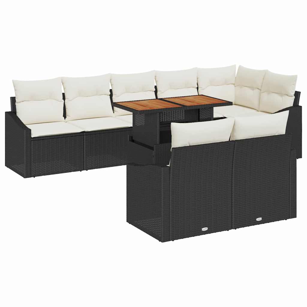 Garden Sofa Set with Storage 9 pcs Black Poly Rattan