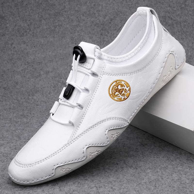 

Чоловіче шкіряне повсякденне взуття Кросівки на шнурівці Дихаючі чоловічі взуття для ходьби Ручна робота Тренувальні кросівки 44 білий