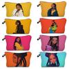 Women Black Girl Print Cosmetic Bag Toiletries Organize Travel Storage Case 6853