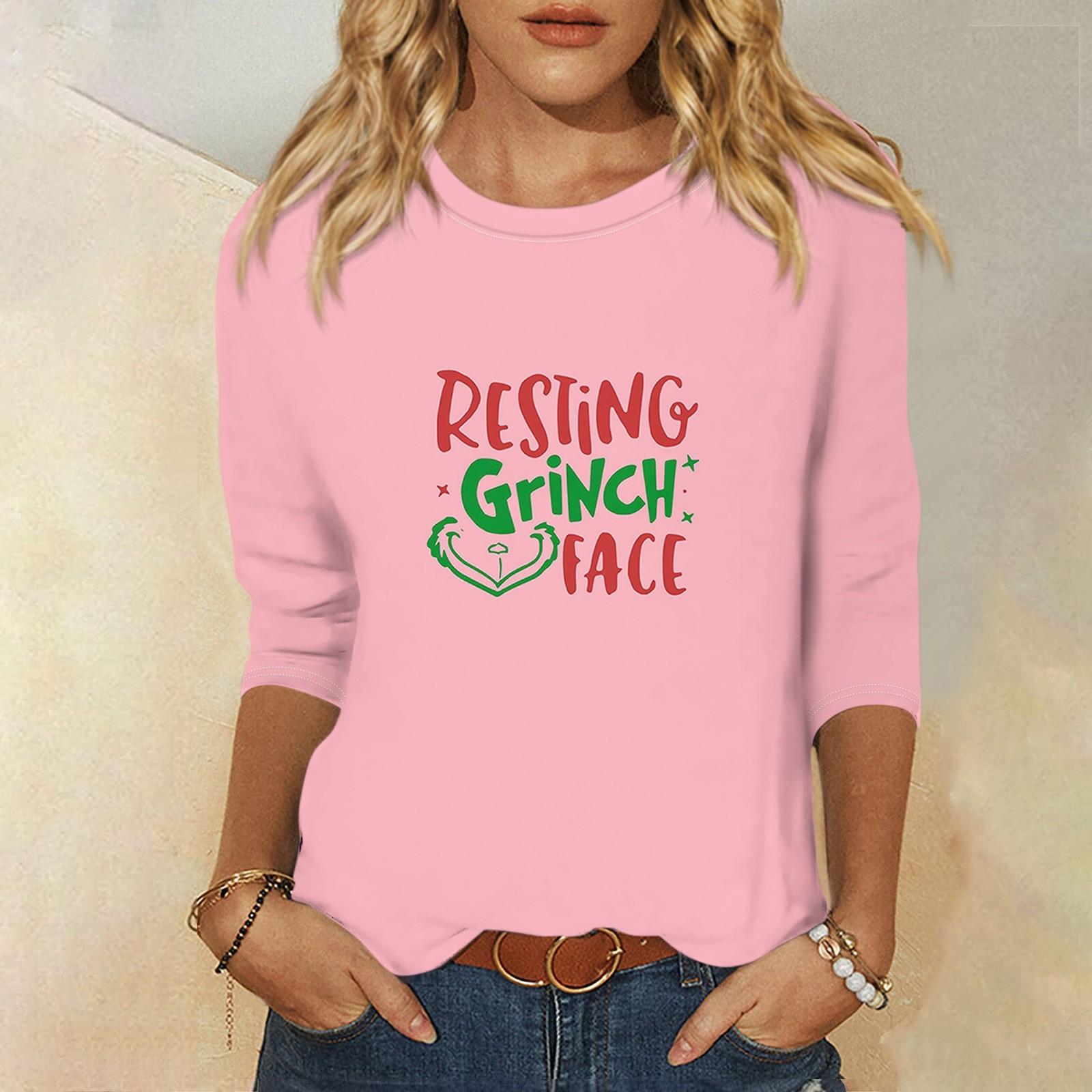 Женская модная повседневная свободная футболка с круглым вырезом и рукавами 3/4 с принтом — фото 7