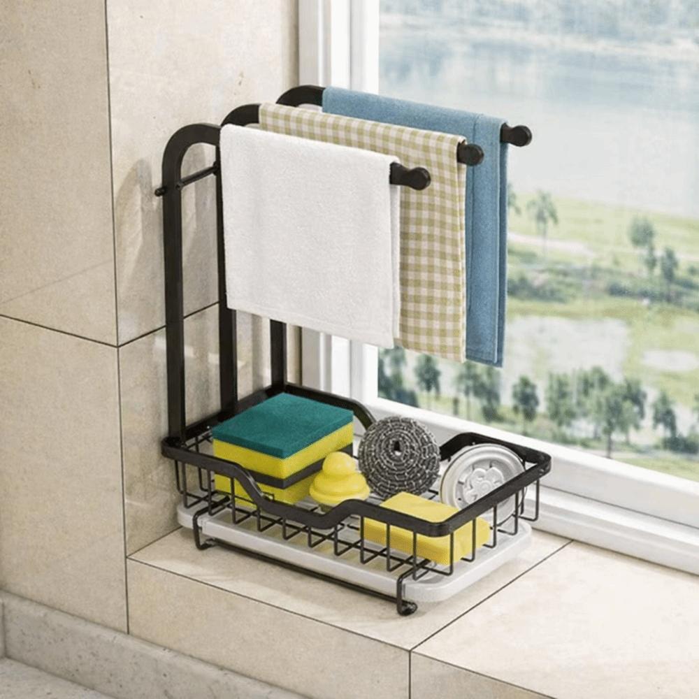 Easy Clean Tabletop Storage Rack Punch Free Drainer Shelf Durable Bathroom Shelf