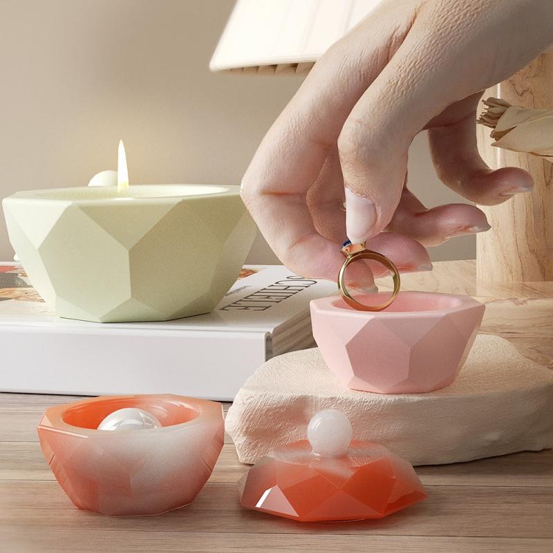Candlestick Silicone Mold Storage Box Candle Holder Mould DIY Epoxy Resin Gypsum Plaster Storage Tank Silicone Mold Home Decor