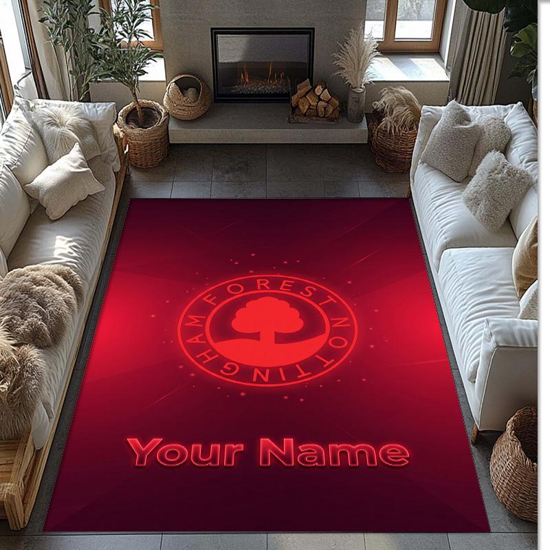 Nottingham Forest FC Printed Crystal Velvet Rug Non‑Slip Crystal Velvet Carpet For Sofa Bedroom Indoor Home Decoration