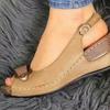 Large Size Women's Shoes Wish Fish Mouth Summer New Wedge Heel Buckle Size Sandals Women