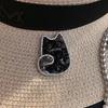Women Brooch Sparkling Faux Crystal Decor Two-color Black Cat Design Lapel Pin Sweater Scarf Holder Jewelry Accessories