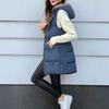 Women's Long Vest Plain Sleeveless Hood Winter Vest Outwear Jacket Lightweight Warm Coat Outerwear
