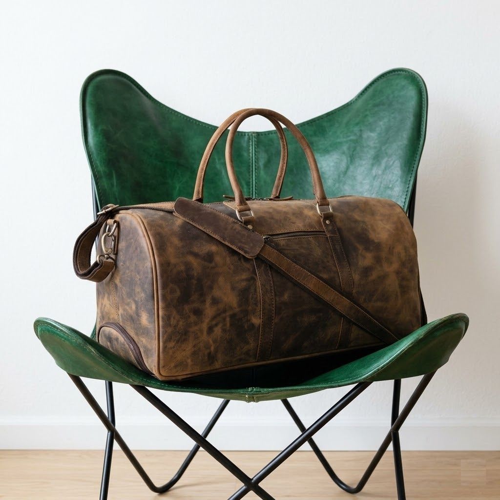 Bolsa de viagem com carrinho de couro para homens e mulheres, bolsa de viagem de 24 polegadas durante a noite, fim de semana, academia, cabine com rodas para fácil transporte