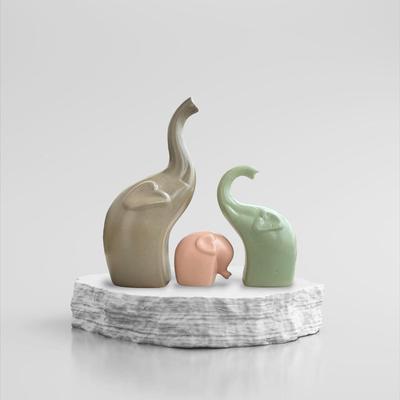 Elephant Family Matte Finish Ceramic Figures | Home Decor Living Room Decorative Items Showpieces
