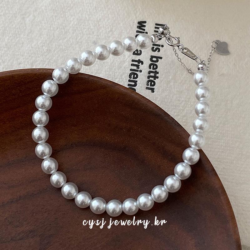 Cui Yan S925 Sterling Silver Korean Style White Pearl Bracelet for Women - Exquisite Hand Chain