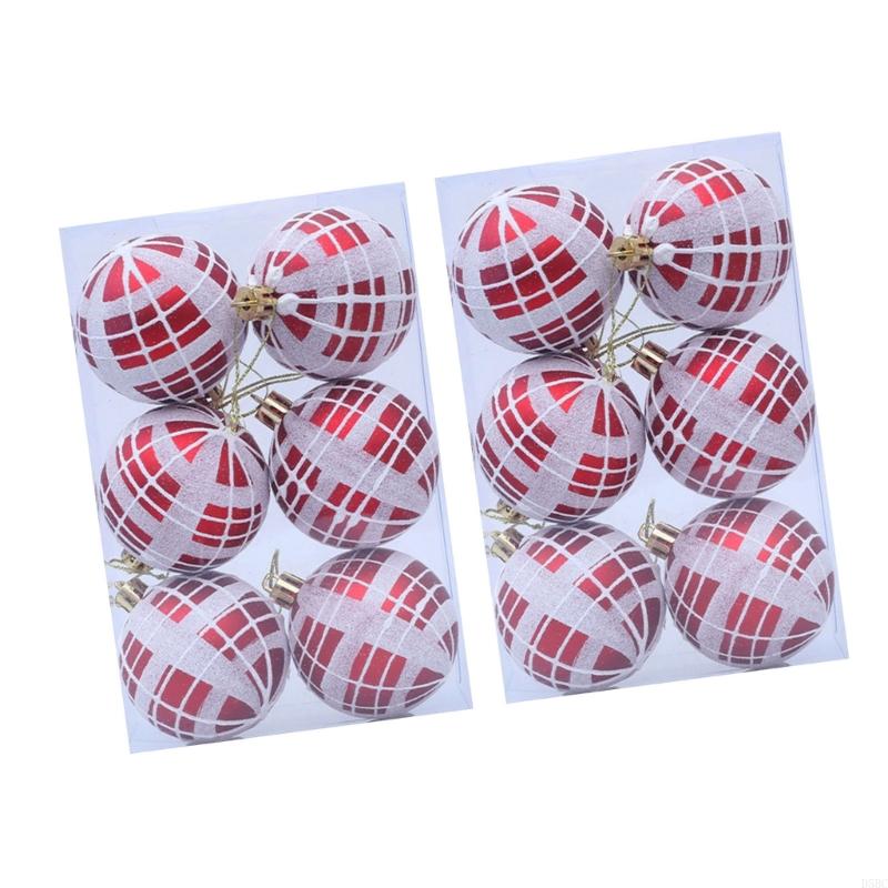 Plastic Plaids Design Festival Ornament 6cm Christmas Tree Decoration Balls