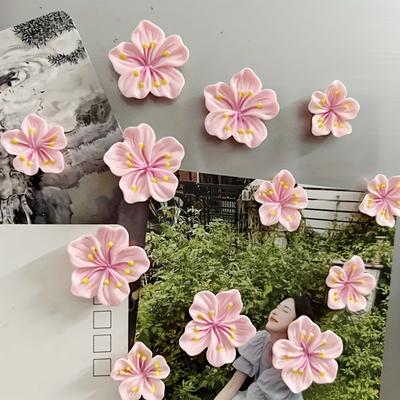 Pack of 10 Handmade Miniature Flower Magnets Nontoxic Resins Refrigerator Decorative Sticker Accessories Multipurpose