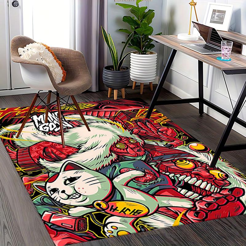 1pc Anime Cat and Demon Chair Mat - Mang God Office Rug with Cartoon Design, Suitable for Home Decor, Gaming Room, Seasonal Gift.U070
