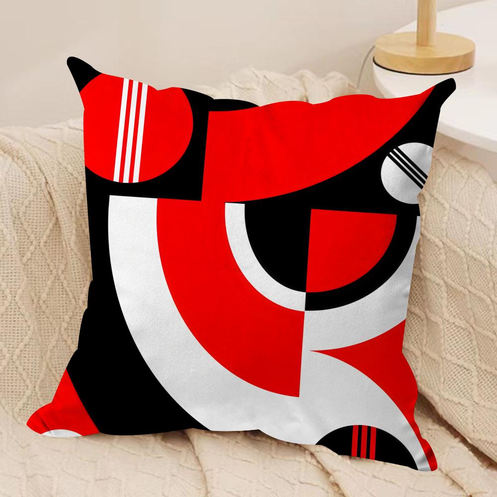 Bauhaus Trendy Lines Cushion Cover Silky Short Plush Invisible Zipper Dustproof Sofa Pillow Case for Home Decor
