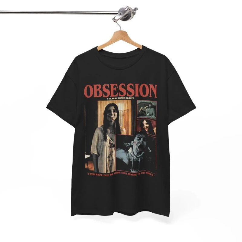 Vintage Gothic Horror T-Shirt Horrorfilm-Besessenheit Definition T-Shirt Lässig Locker Streetwear 2026 Thriller Film Liebhaber Geschenk Unisex