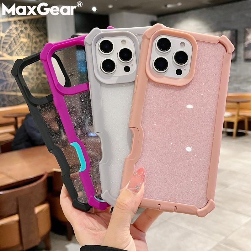 Luxury Space Shell Transparent Glitter Bling Phone Cases For iPhone 16 15 14 Plus 13 12 Pro Max 11 Shockproof Airbag Hrad Cover