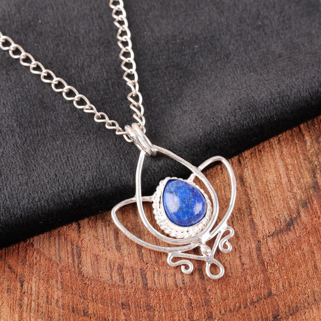 Lapis Lazuli Pendant Handmade Gemstone Jewelry, 925 Solid Sterling Silver Pendant ,Unique Design Jewelry Pendant