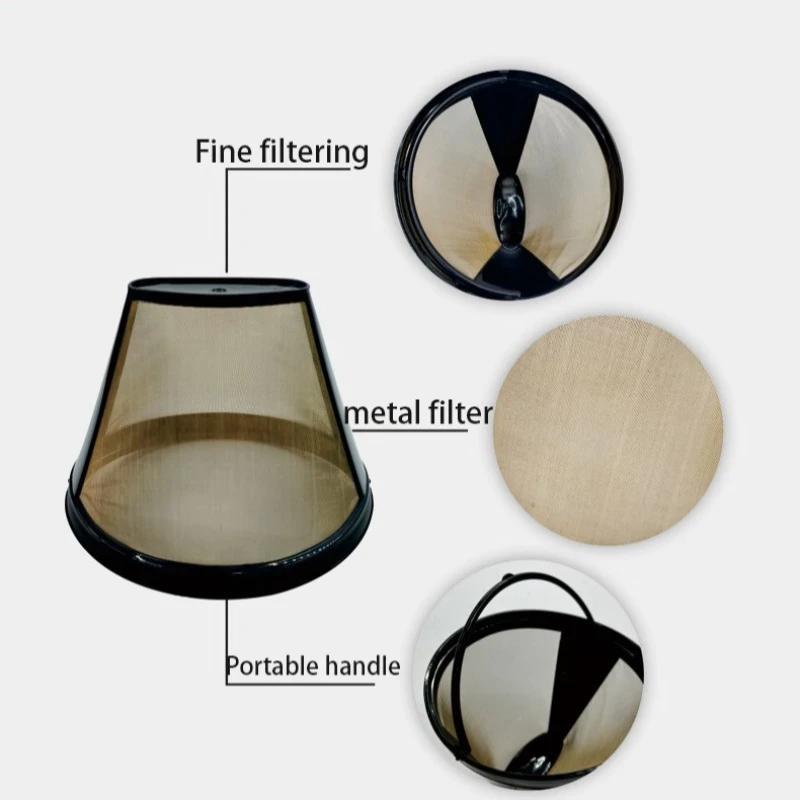 1-5pcs Cone Shape Coffee Filter Mesh Basket Stainless Steel Refillable Gold Mesh Tea Water separator Reusable Coffee Filters