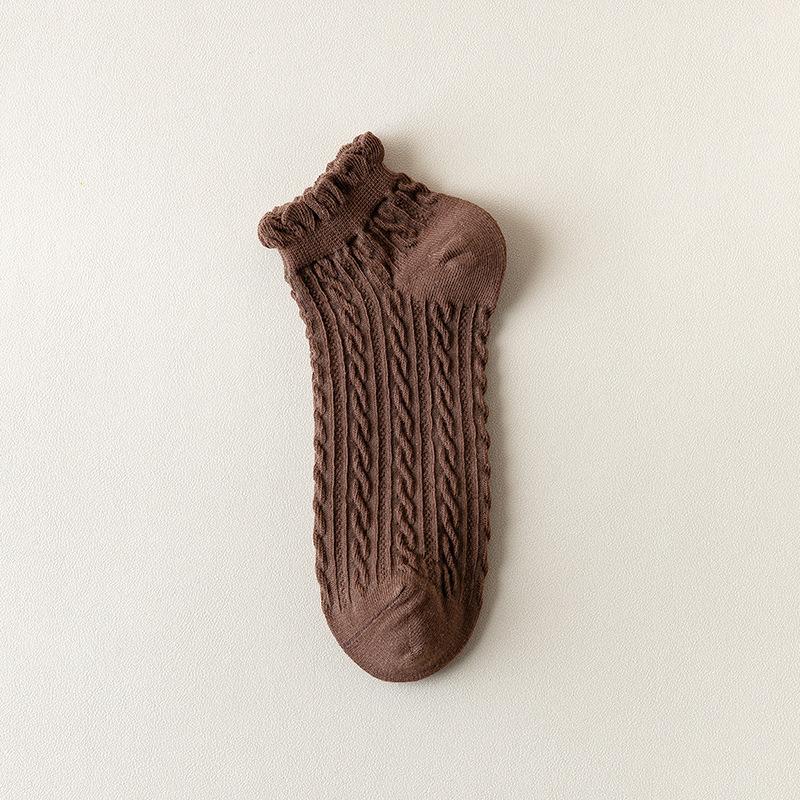 5 Pairs of Women's Summer Thin Retro Pure Cotton Twist Sports Socks