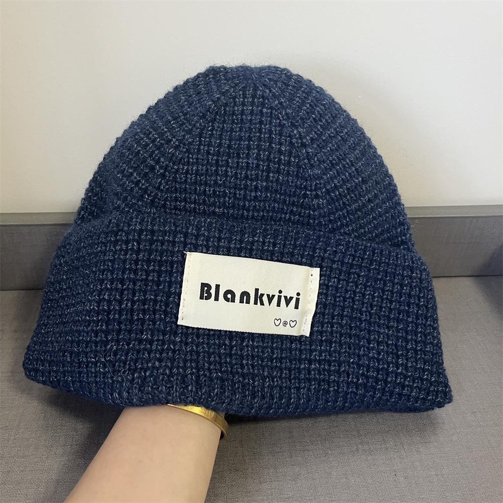 

Knitted wool hat children s autumn and winter loose and versatile face small pullover hat ear protection cold warm cold hat Adult average size темно-синий
