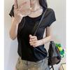 New Summer Lyocell Tencel Versatile Casual Front Shoulder Short Sleeve T-Shirt Women's Pure Desire Flying Sleeve Top