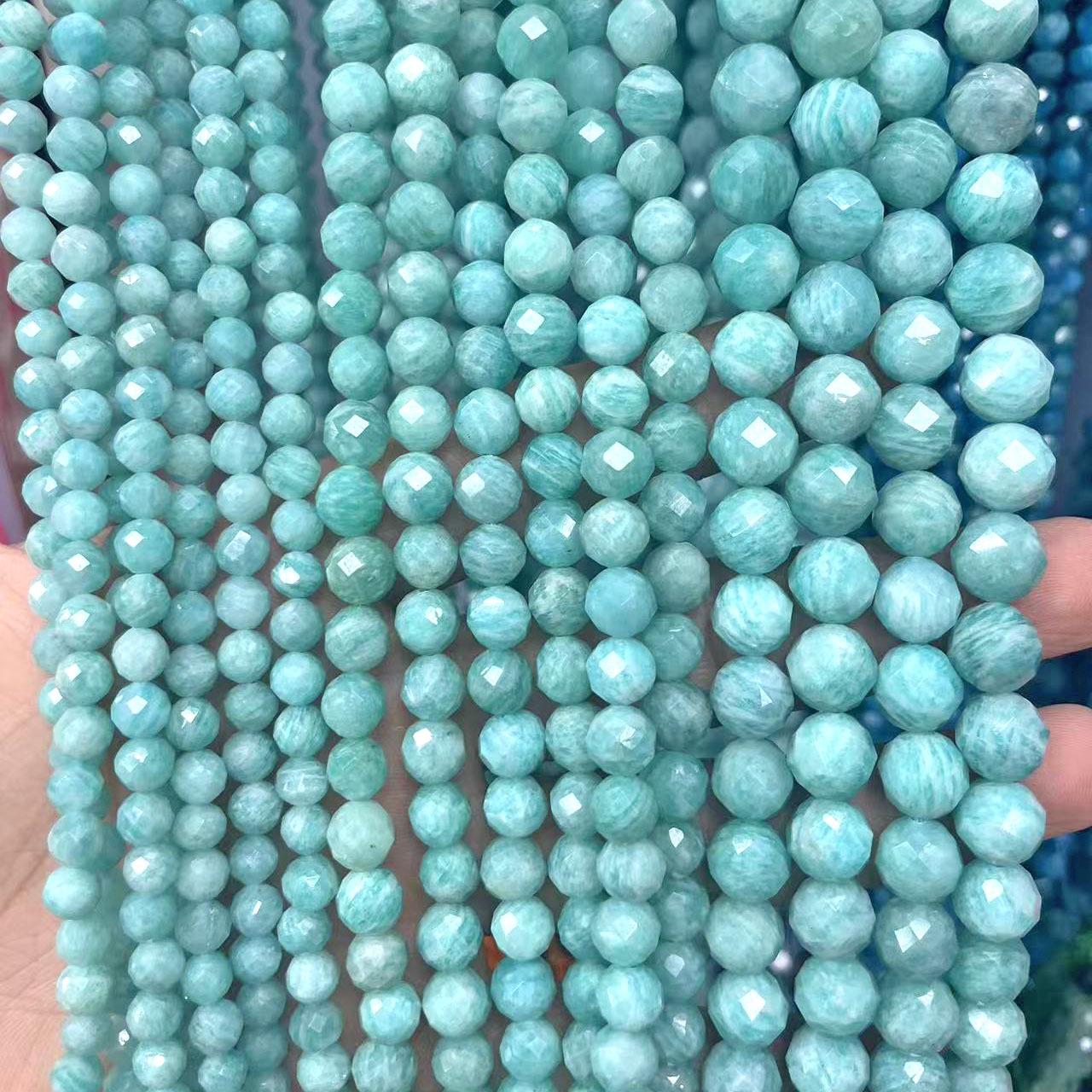 

Амазонит Граненые Круглые Бусины для DIY Ювелирных Изделий 6mm per strand (~38cm)