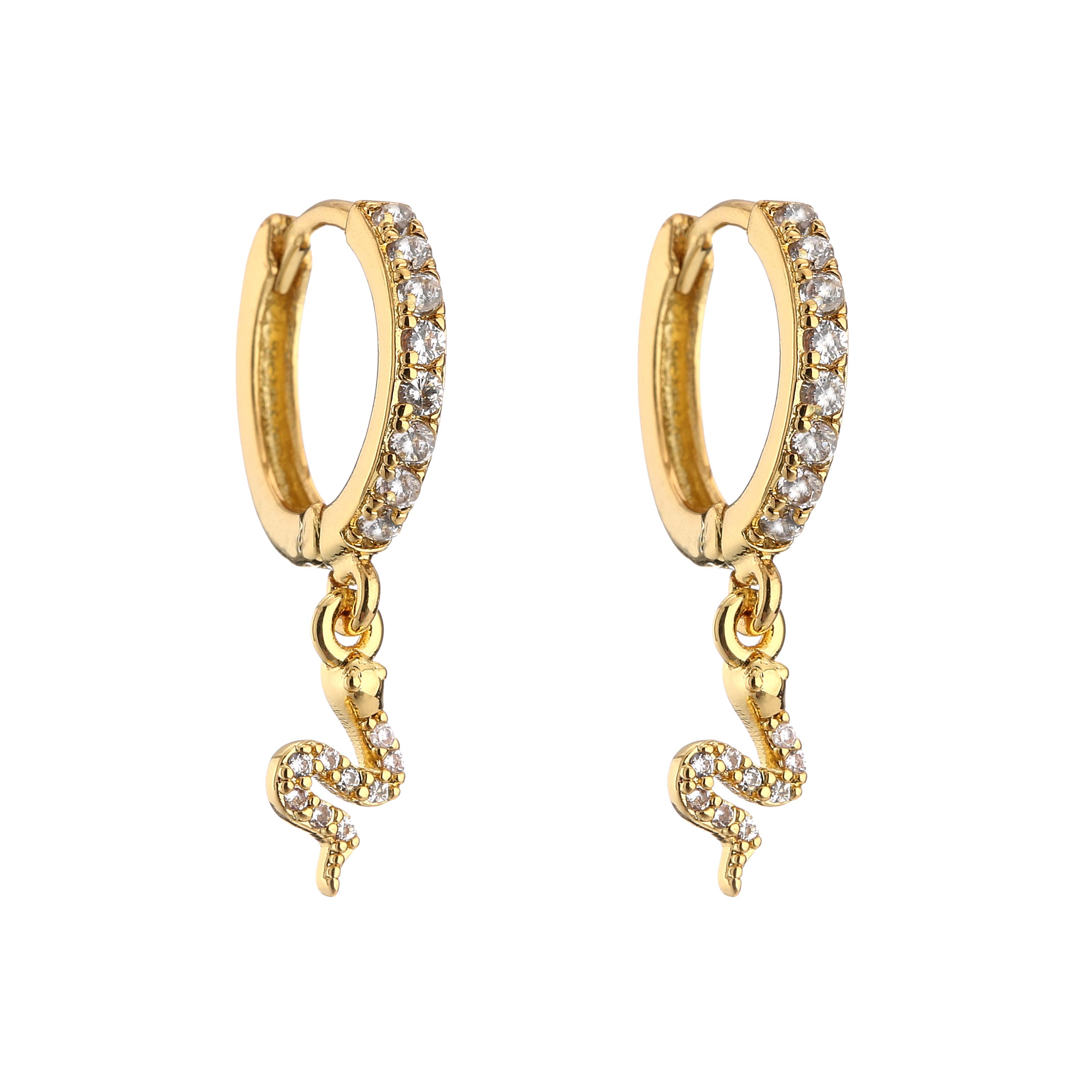 HECHENG Cute Little Snake Earrings Snake Pendant Golden-Plated Brass Animal Pendant Earrings for Women